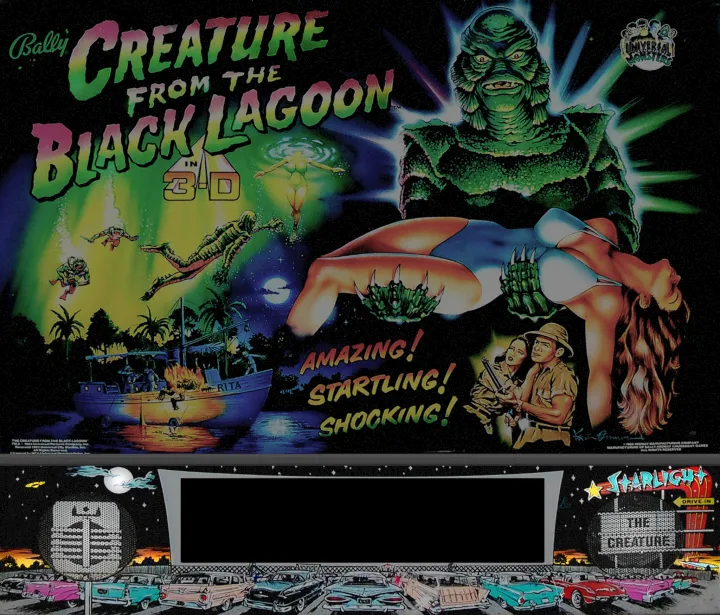 Fond de verre de Creature From The Black Lagoon – flipper Bally