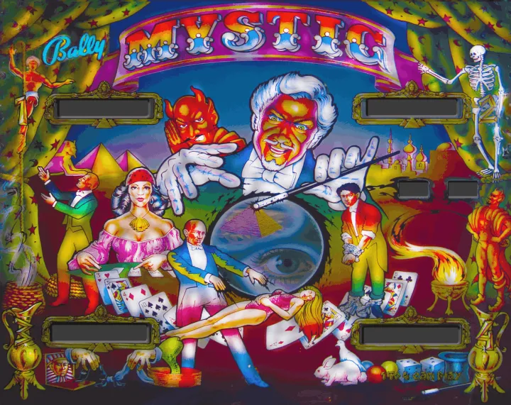 Fond de verre de Mystic – flipper Bally