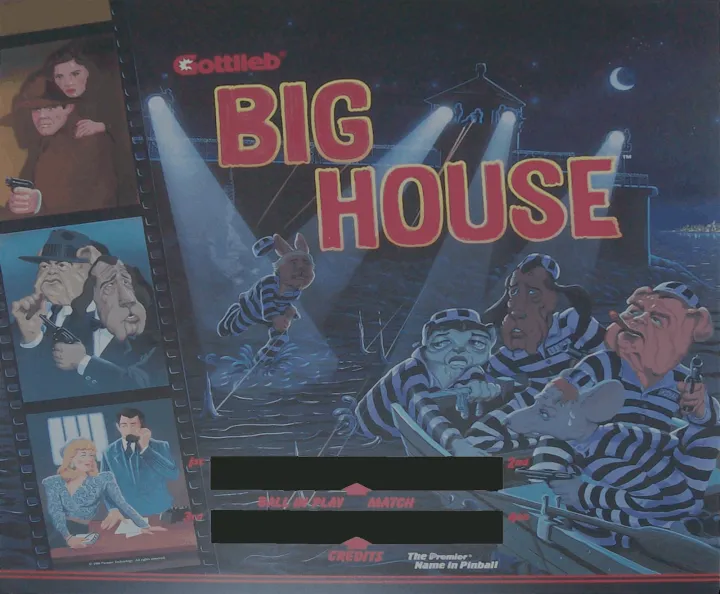 Fond de verre de Big House – flipper Gottlieb