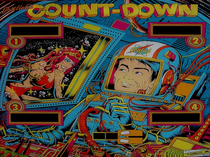 Fond de verre de Count-Down – flipper Gottlieb