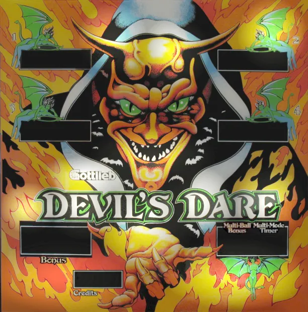 Fond de verre de Devils Dare – flipper Gottlieb