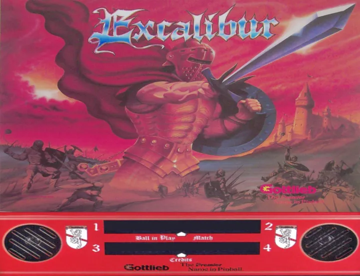 Fond de verre de Excalibur – flipper Gottlieb