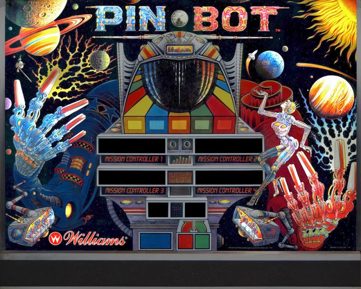 Fond de verre de Pinbot – flipper Williams