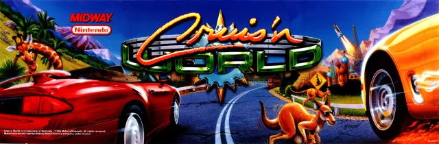 Cabinet marquee of Cruis'n World (Midway)