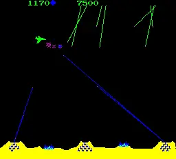 Screenshot van Missile Command – arcadespel Atari