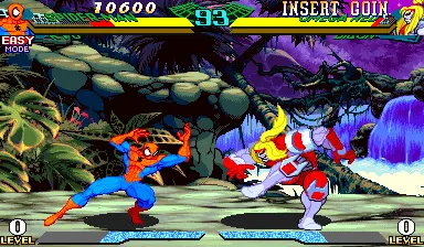 Capture d'écran de Marvel Super Heroes vs. Street Fighter – jeu d'arcade Capcom