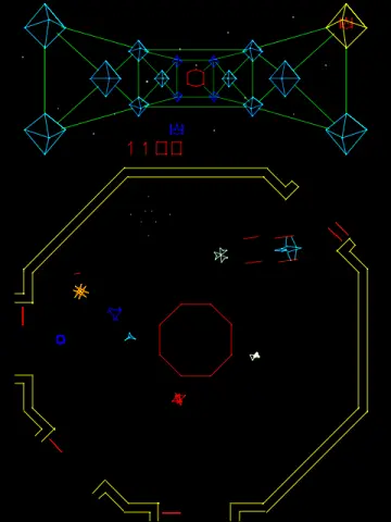 Screenshot van Cosmic Chasm – arcadespel Cinematronics