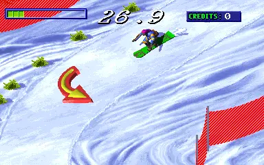 Capture d'écran de Snow Board Championship – jeu d'arcade Gaelco