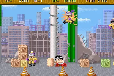 Capture d'écran de Hammerin' Harry – jeu d'arcade Irem