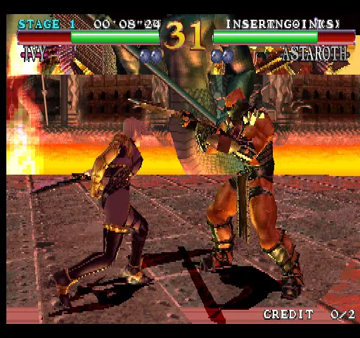 Screenshot van Soulcalibur – arcadespel Namco
