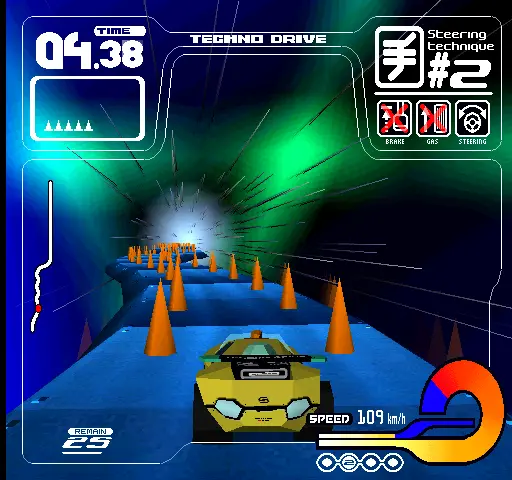Screenshot van Techno Drive – arcadespel Namco
