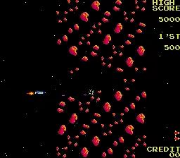 Capture d'écran de Moon Shuttle – jeu d'arcade Nichibutsu