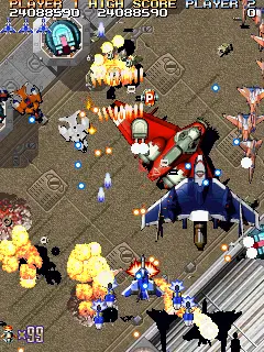 Screenshot van Sengeki Striker – arcadespel Warashi