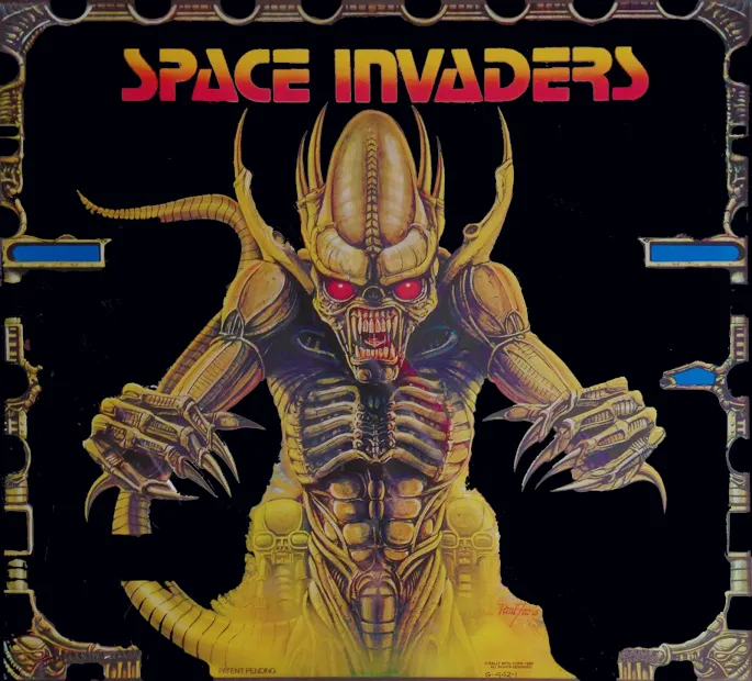 Fronton de la table Space Invaders